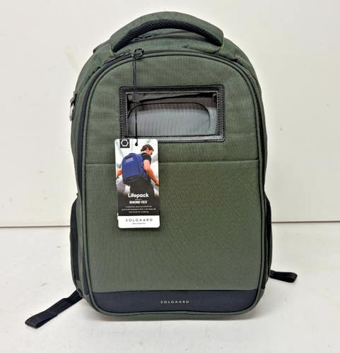 Solgaard LifePak Dark Green Laptop SolarBank Compatible USB Wired Backpack NEW