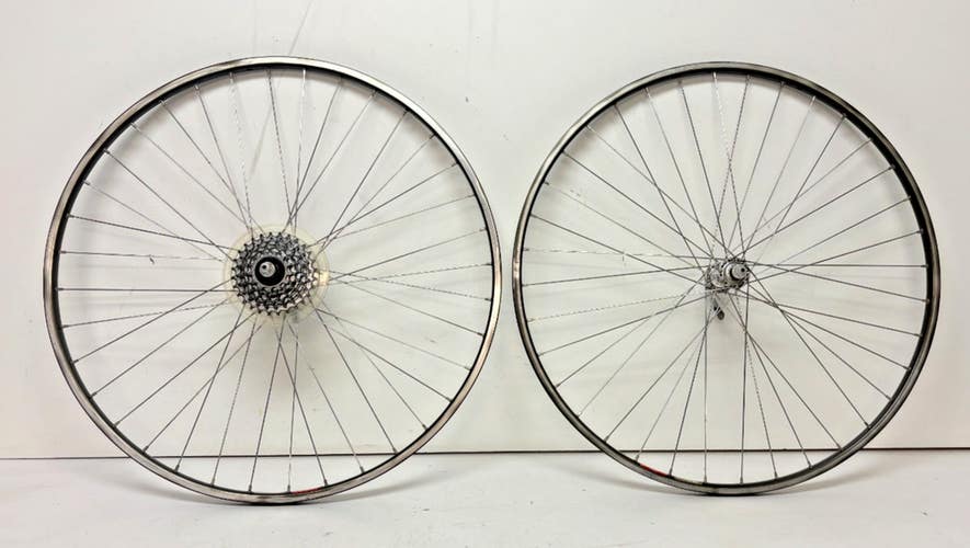 Vintage Araya 6-Speed 36-Spoke Gray Aluminum 700C Wheelset Shimano 600 6207 Hubs