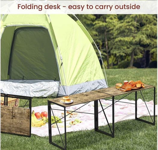 Coavas Portable Folding Table – Brown/Black – 40”