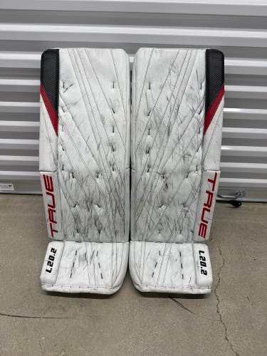 NCAA NORTHEASTERN 32" True L20.2 Goalie Leg Pads Pro Stock (Used)