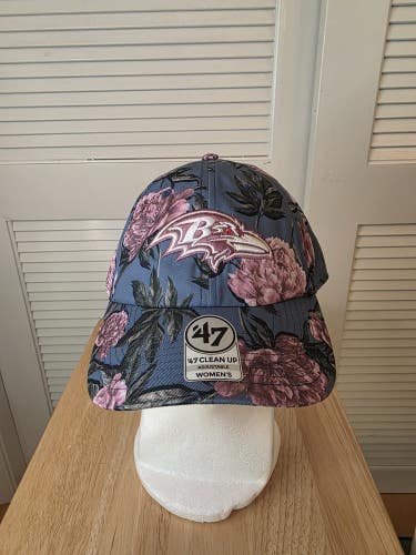 NWS Baltimore Ravens '47 Clean Up Women's Strapback Hat Flowers NFL