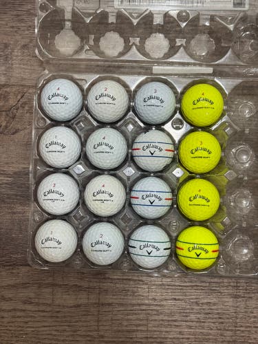16 Callaway Chrome Soft Golf Balls with Triple Track Design (4A Condition)