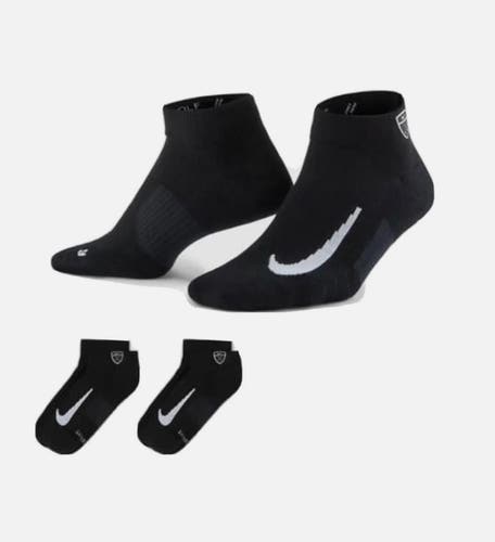 Black Adult Unisex Large Nike Socks (New) Nike Multiplier Low Golf Quarter Socks 2 Pairs CV2617-010