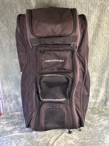 Black Powernet Wheeled Catcher's Bag 20”x38”x12” (Used)