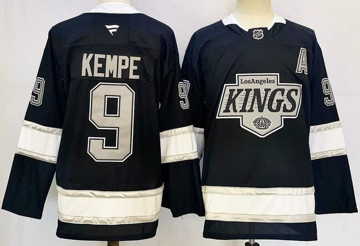 Men's Los Angeles Kings Adrian Kempe #9 Black Jersey Stitched Hockey Jersey size 50