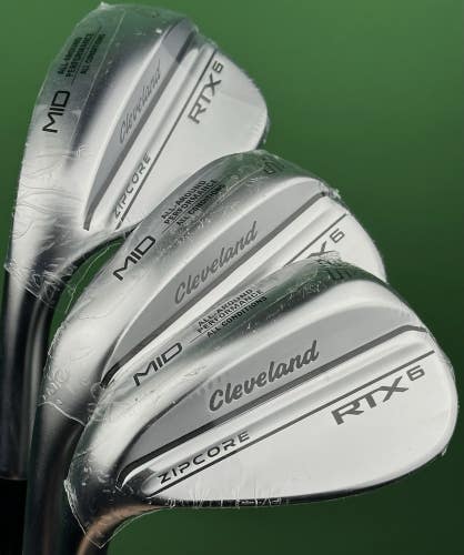 Cleveland RTX 6 Tour Satin Wedge Set LEFT Hand 52-10, 56-10, 60-10 Steel LH NEW