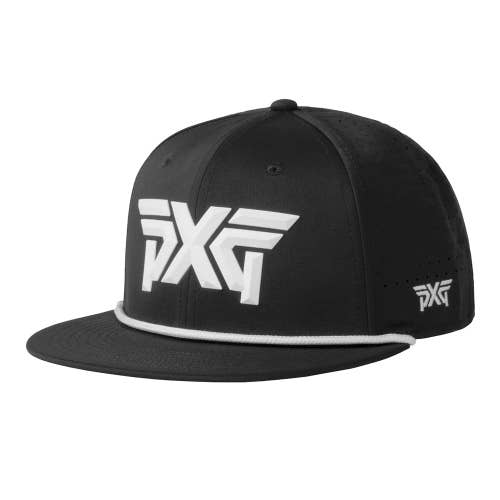 NEW PXG 6 Panel High Crown Black/White Adjustable Snapback Golf Hat/Cap