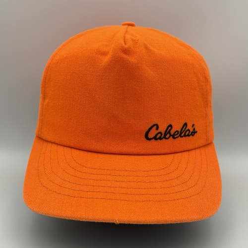 Vintage Cabela's Snapback Hat Blaze Orange Adjustable Embroidered Made In USA