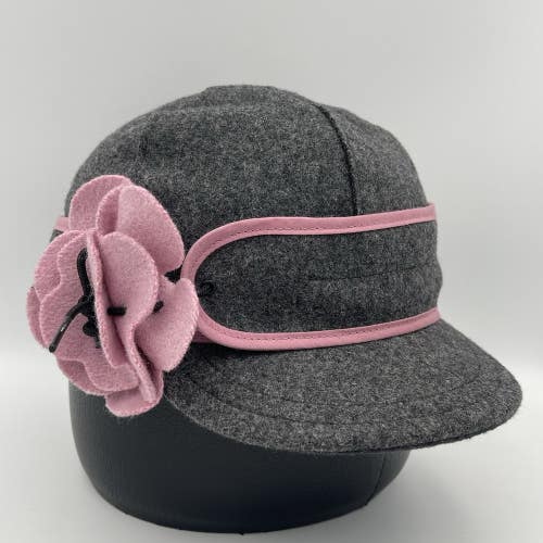 Stormy Kromer Petal Pusher Winter Cap Hat Wool Gray Pink Size 7