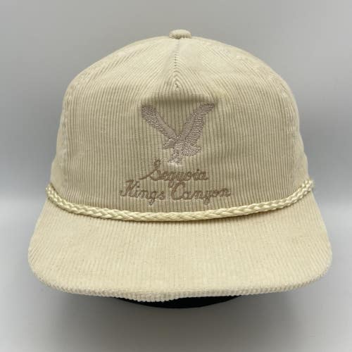 Vintage Sequoia Kings Canyon Corduroy Hat Cap Snapback Embroidered California