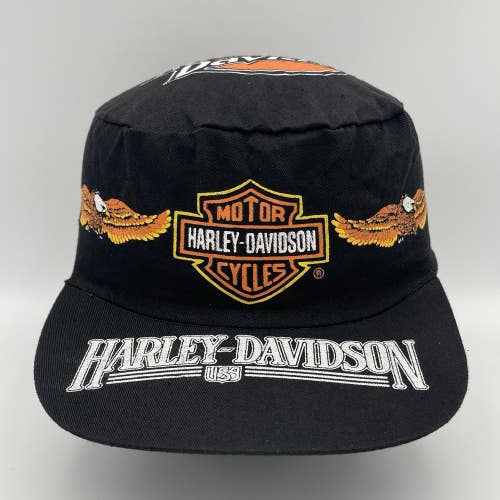 Vintage 1980s Harley Davidson Wrap Around Eagle Painters Cap Hat Motorcycle Rare