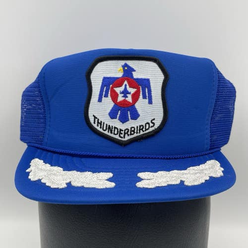 Vintage USAF Thunderbirds Flying Formation Embroidered Snapback Trucker Hat Blue