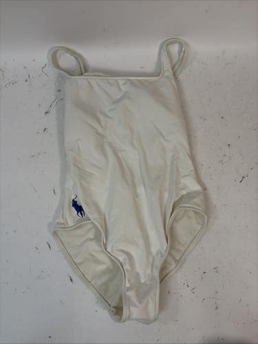 Polo One-Piece Bathing Suit, White, Medium
