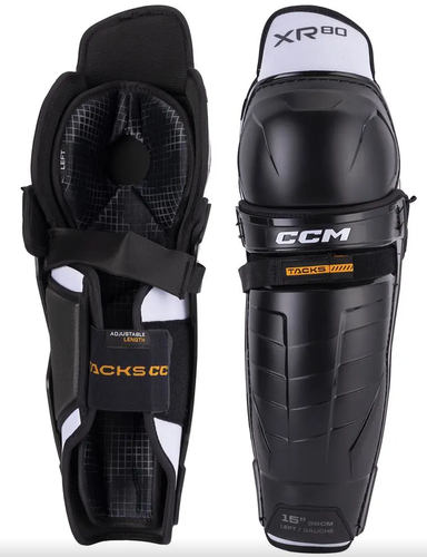 New, NWT CCM Tacks XR 80 Shin Guards, Size Senior 14", 15"