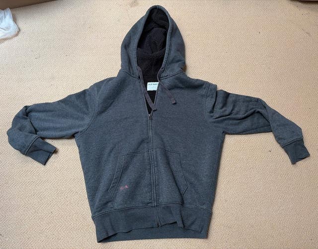 Old Navy Sherpa Lined Zip Up Hoodie, Dark Grey, Small