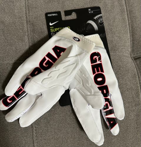 White M Team Issued GEORGIA Adult Nike Superbad Gloves (New)