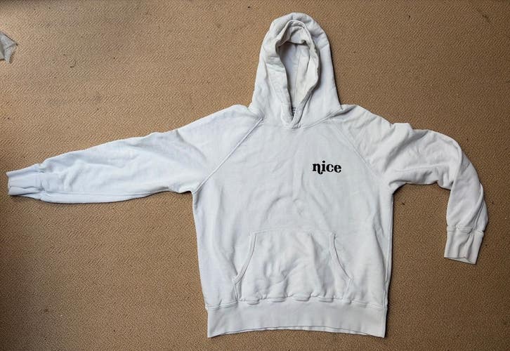 Hiro Clark Nice Pullover Hoodie Sweatshirt, White, Medium