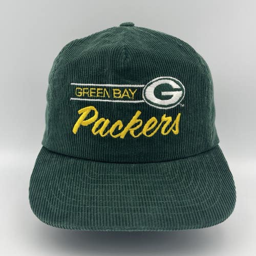 Vintage Green Bay Packers Annco Corduroy Snapback Script Hat Green Cap Official