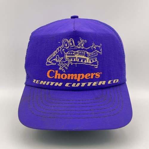 Vintage Chompers Zenith Cutter Co. Purple Nylon Snapback Hat Cap Made In The USA