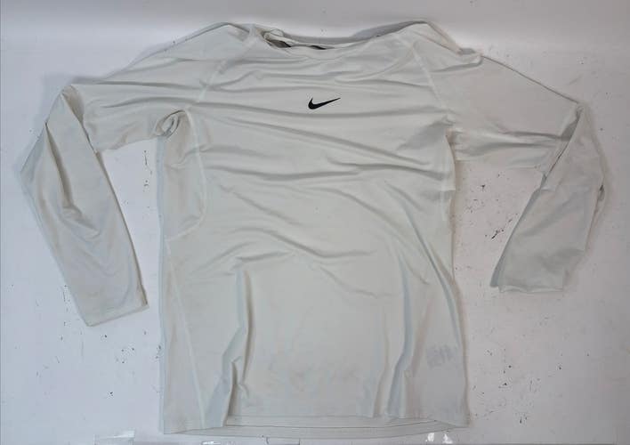 Nike Pro Men's Dri-FIT Slim Long-Sleeve Fitness Top, White, Large