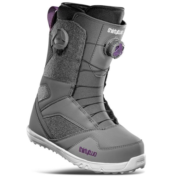NEW 2023 ThirtyTwo STW Double BOA Snowboard Boots; Size: 5.0 (Grey/Purple)