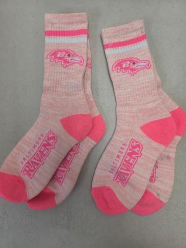 ST2 Mens NFL BALTIMORE RAVENS Lot of 2 Crew Socks MEDIUM 5-10 NEW