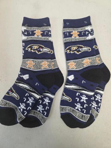 ST6 Mens NFL BALTIMORE RAVENS Lot of 2 Crew Socks MEDIUM 5-10 NEW