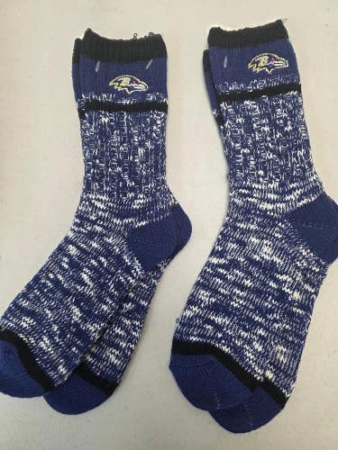 ST12 Mens NFL BALTIMORE RAVENS Lot of 2 Crew Socks LARGE 8-13 NEW