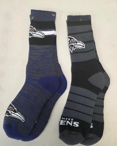 ST17 Mens NFL BALTIMORE RAVENS Lot of 2 Crew Socks LARGE 8-13 NEW