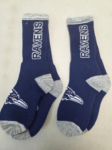ST133 Mens NFL BALTIMORE RAVENS Lot of 2 Crew Socks MEDIUM 5-10 NEW