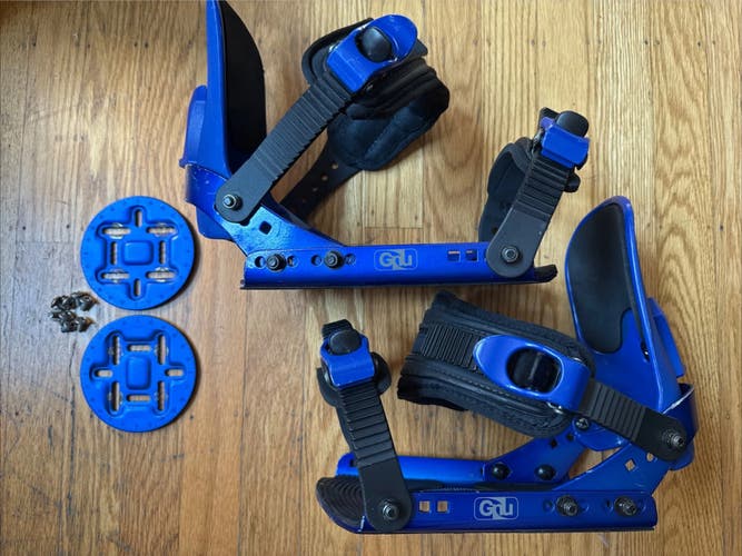 Vintage Gnu Snowboard Bindings Alum. Baseplate & Discs M/L fits 4x4,4x2,Burton 3D