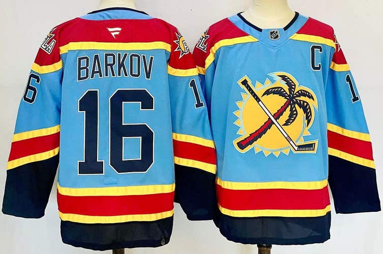Men's Florida Panthers Aleksander Barkov 16 Stitched Light Blue Jersey Ice Hockey Jersey Size 50