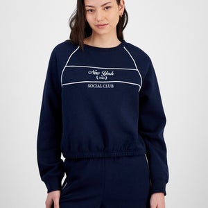 Hippie Rose Varsity Sweatshirt Women's Small Blue Long Sleeve Crew Neck PALL158