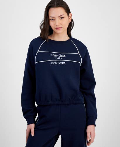 Hippie Rose Varsity Sweatshirt Women's Small Blue Long Sleeve Crew Neck PALL158