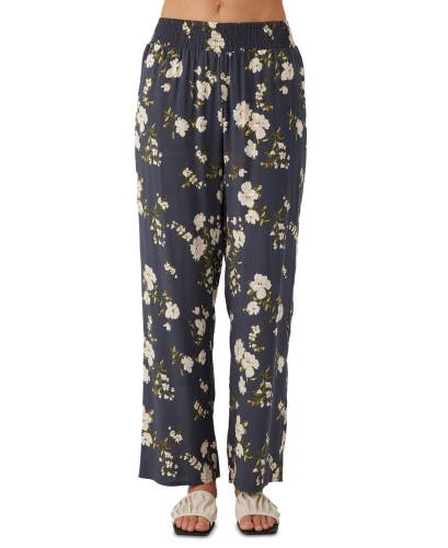 O'Neill Jonie Kendra Pants Women's XS Blue Floral Elastic Waist Wide Leg PALL258