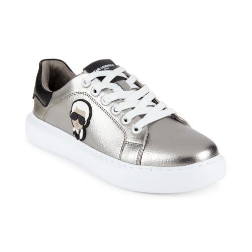 Karl Lagerfeld Paris Karlie Karl Head Sneakers Men 8 Silver Casual Shoes ZAP2679