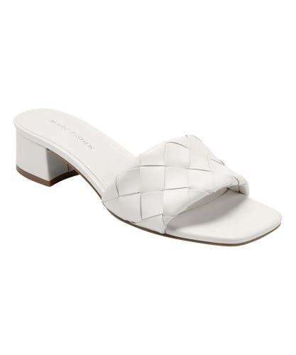 Marc Fisher Casper Sandals Women's US 8.5 White Faux Leather Block Heel RHS9235
