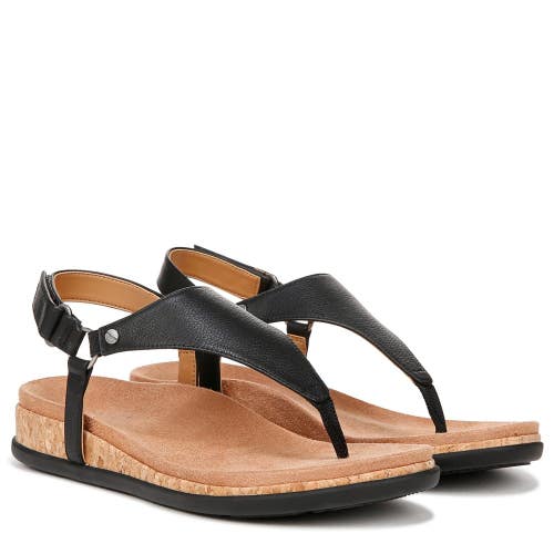 Vionic Kirra II I8691l2001 Sandals Women 12 Black Leather Toe Post Thong RHS9251