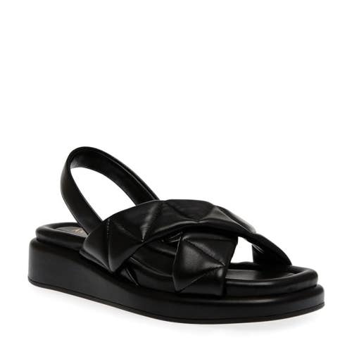 Anne Klein Air Sandals Women US 7.5M Black Leather Cross Strap Slingback RHS9261