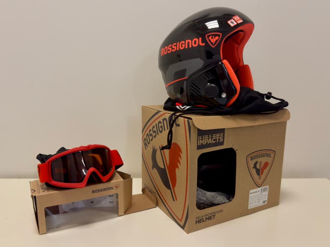 Rossignol Hero Giant Impacts FIS Helmet 53-54 and Goggles NIB