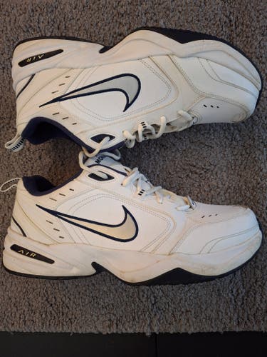 Nike Air Monarch Mens White-Navy Mid Cut Shoes Sz 12