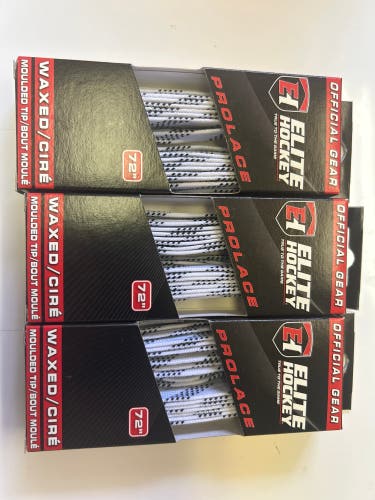 3 pack 72” Elite Waxed Hockey Laces (New)