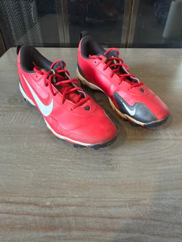 Red Men's Size M 8.5 (W 9.5) Nike Trout Low Top Molded Cleats (Used)