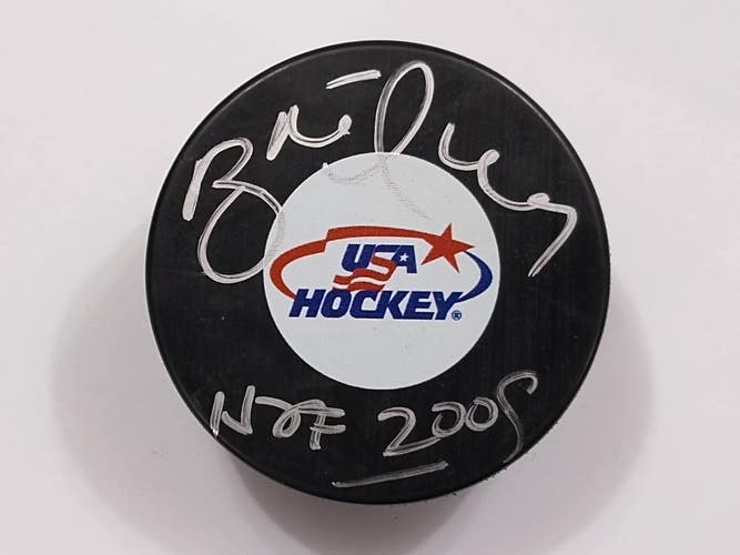 BRETT HULL Autographed Team USA Hockey Puck Signed