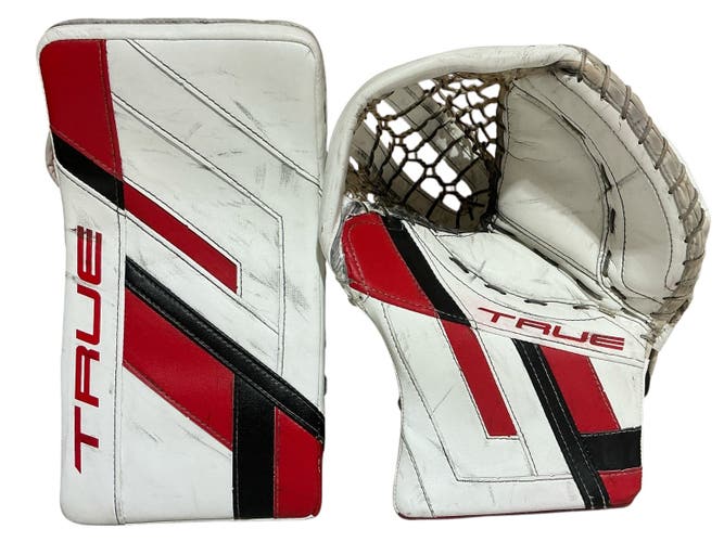 Mitchell Weeks True HZRDUS Px4 Goalie Glove & Blocker Set Blackhawks Pro Stock (Used) 8070