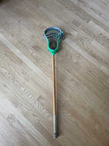Warrior Lacrosse Stick Green Head Wood “Ripwood” Shaft Full Size Attack