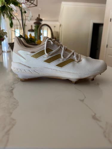 Adidas Adizero Afterburner 8 White & Gold Men's Size M 10.5 Metal (Used)