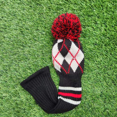 VINTAGE BLACK AND RED SOCK DRIVER HEADCOVER GOOD