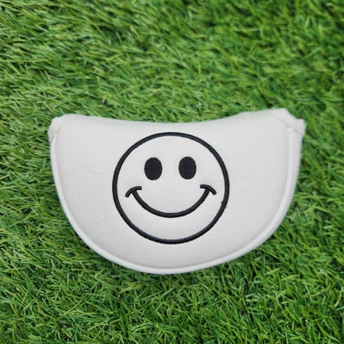 WHITE SMILING FACE SMALL MALLET PUTTER HEADCOVER VERYGOOD