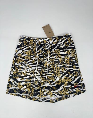 Men’s M Nike Practice Mesh 5” Dri-FIT Basketball Shorts HV6933-100 white gold black animal print